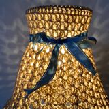 Chatard blue opaline bedside lamp, hook lampshade