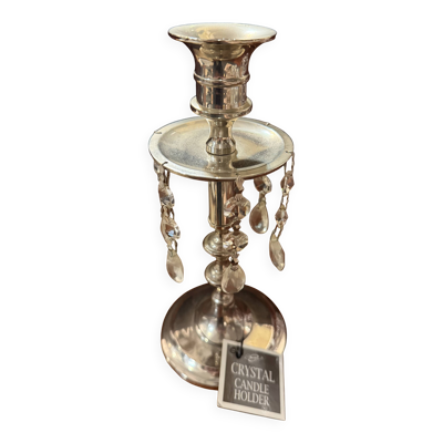 Chandelier en cristal et métal argenté