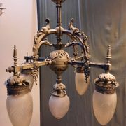 Chandelier 1900 metal and glass