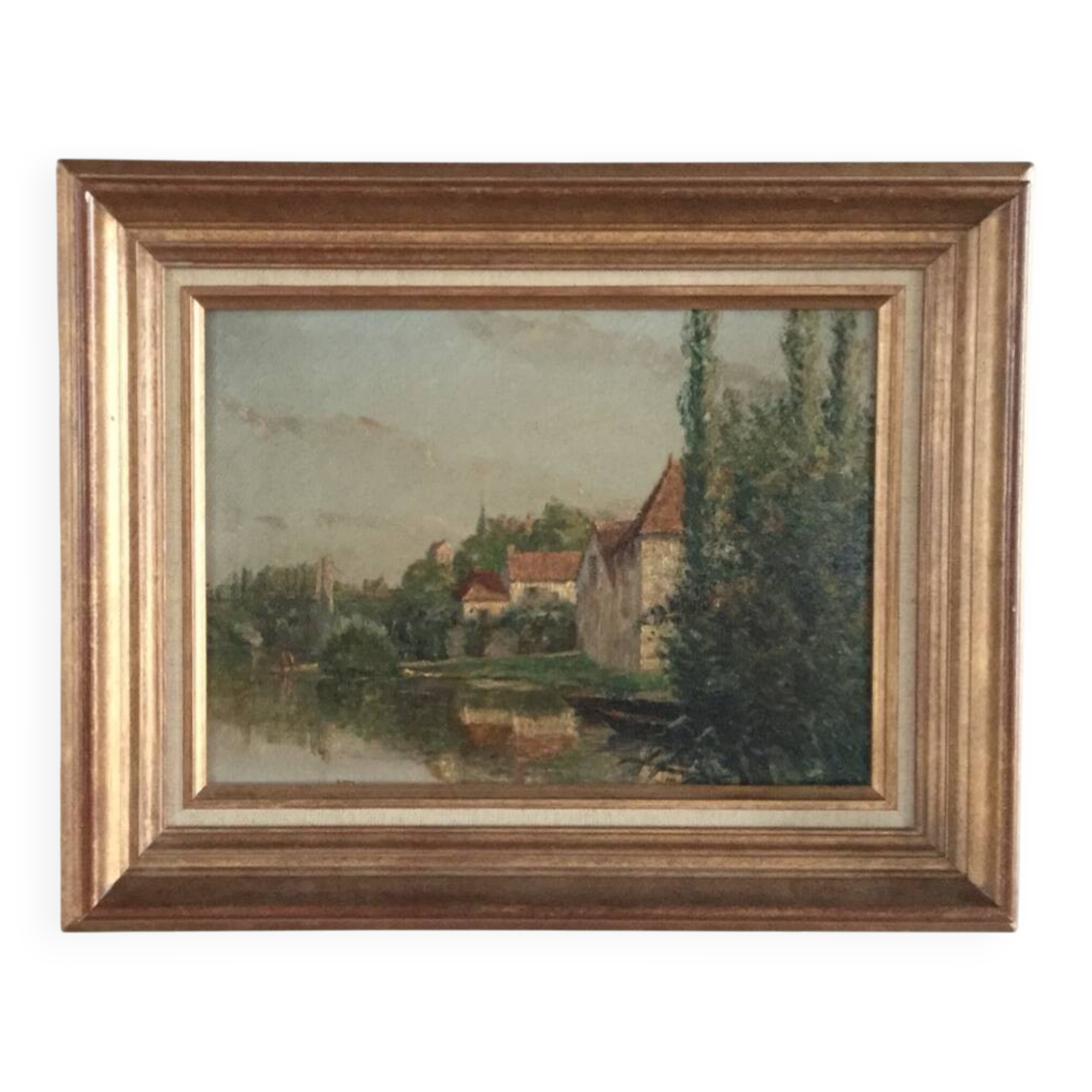 Charles ripault, active early 20th century. la roche-posay. oil/cardboard.