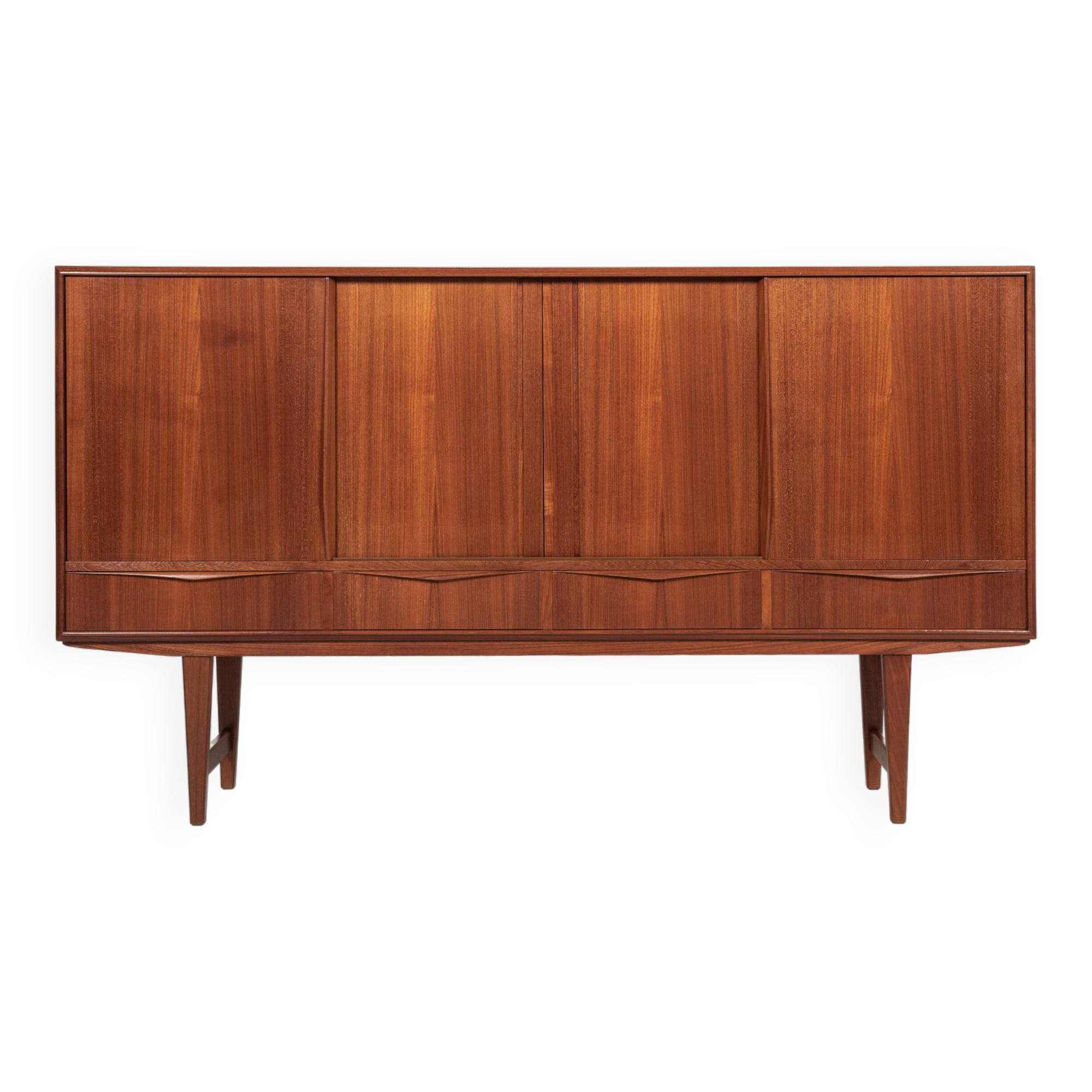 Midcentury Danish highboard in teak by E.W. Bach for Sejling Skabe 1960s - with 4 doors & 4 drawers