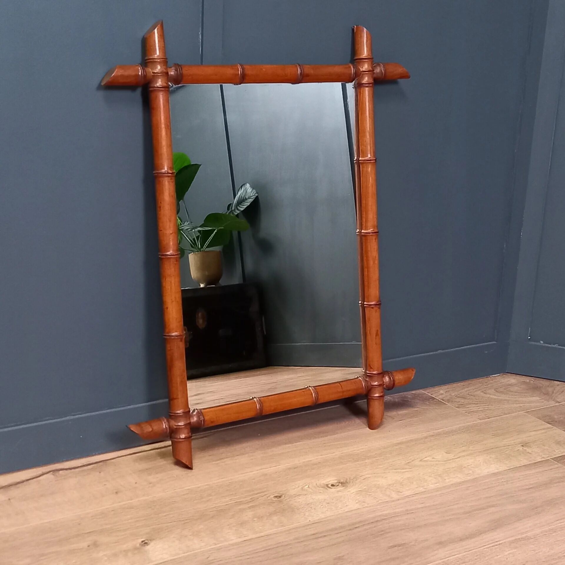 Antique faux bamboo mirror
