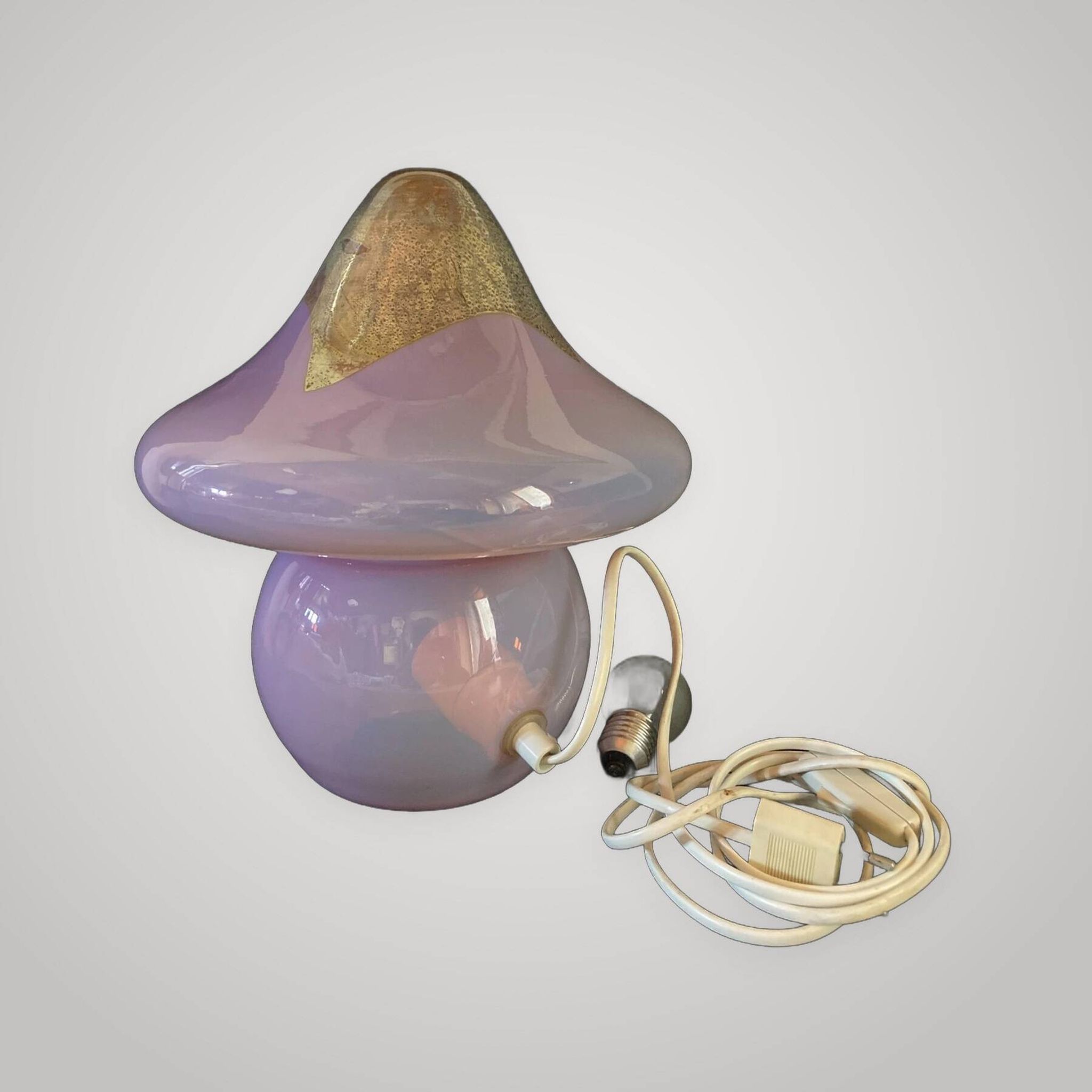 Mushroom table lamp in glass Signed Murano Vetri Italy 70's mushroom l
