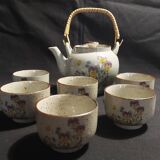 Service à thé vintage en grès six tasses et théière