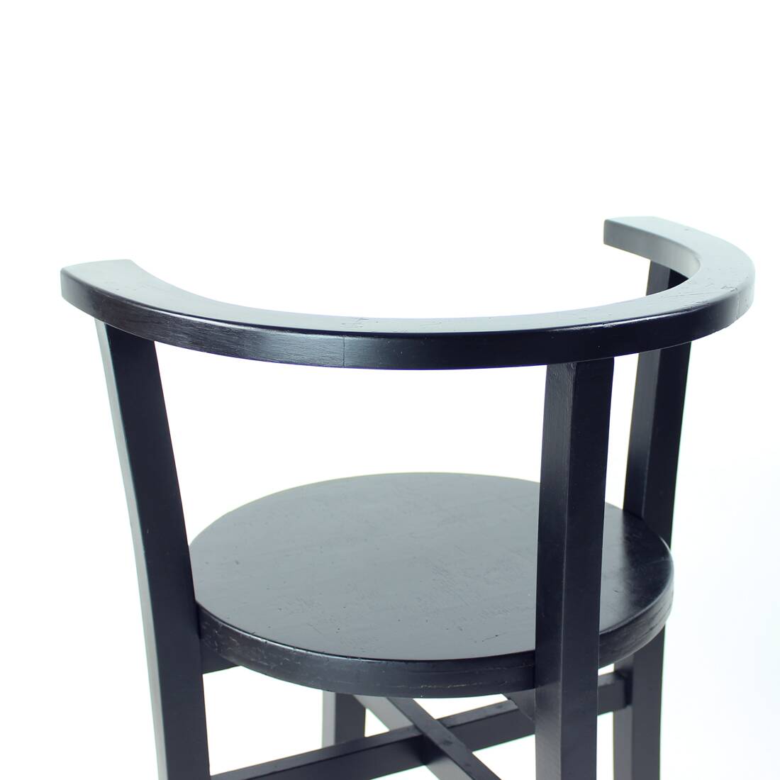 Black Interwar Period Oak Club Armchair, Czechoslovakia 1930s