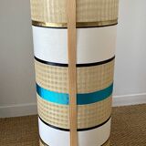 Large designer floor lamp - solid wood base - unique lampshade