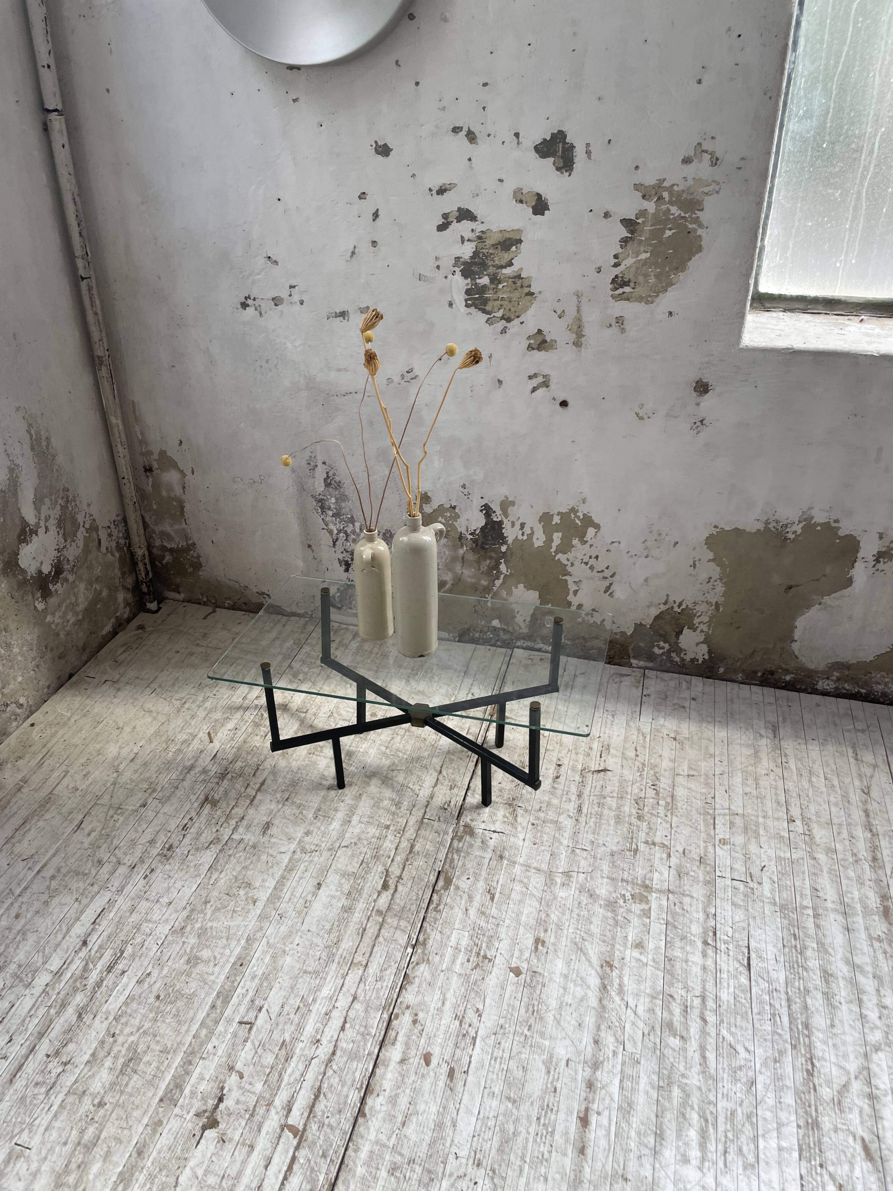 60s glass coffee table