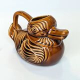 Pitcher - duck-shaped vase in shiny Sarreguemines enamel slip.