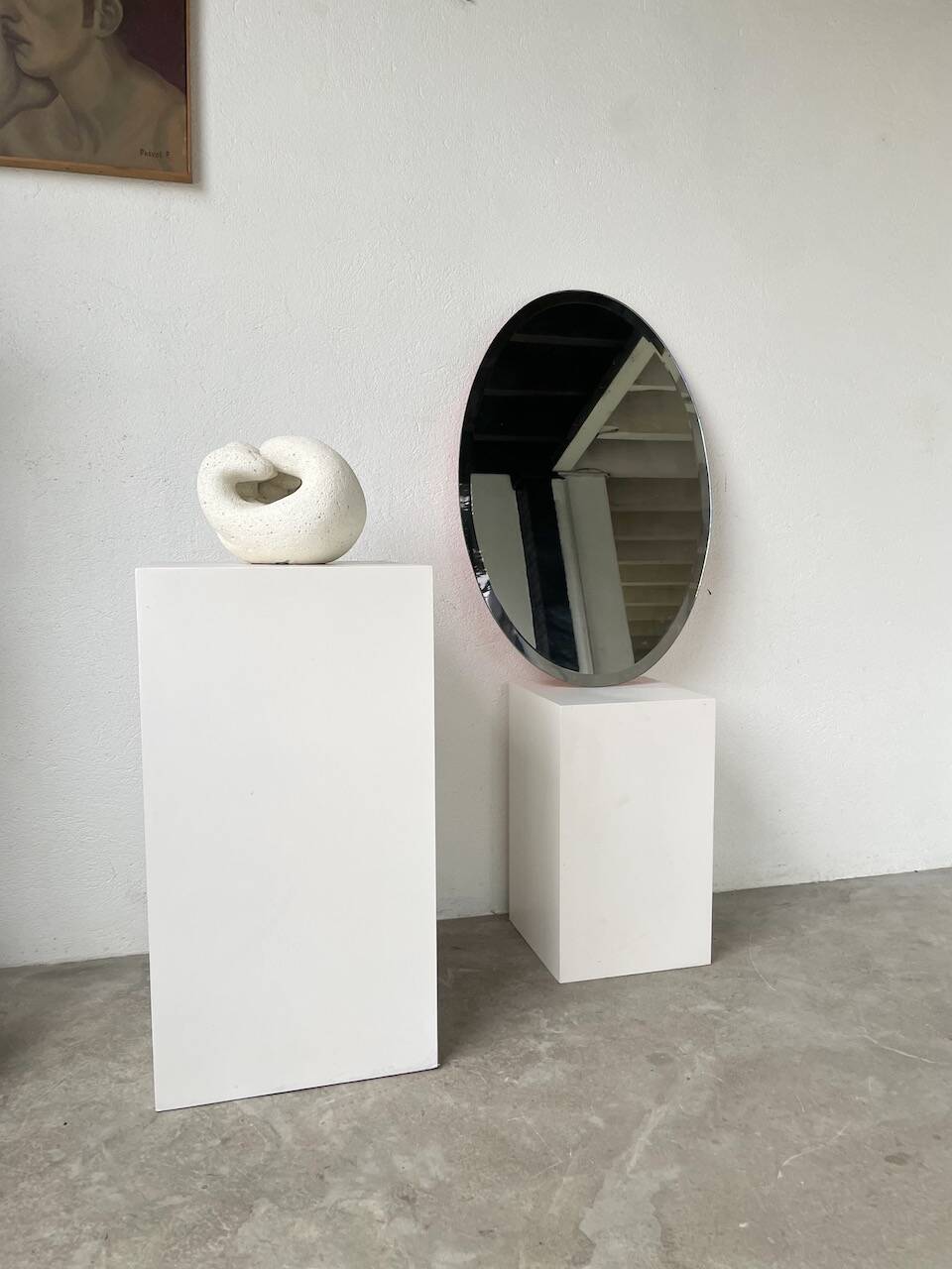 1950s oval beveled mirror