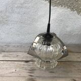 Vintage 70s molded glass hanging lamp