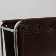 Vintage Magazine rack in chrome and faux leather, France 1960s