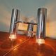 Double wall light in chrome metal, Gaetano Sciolari, 1970.