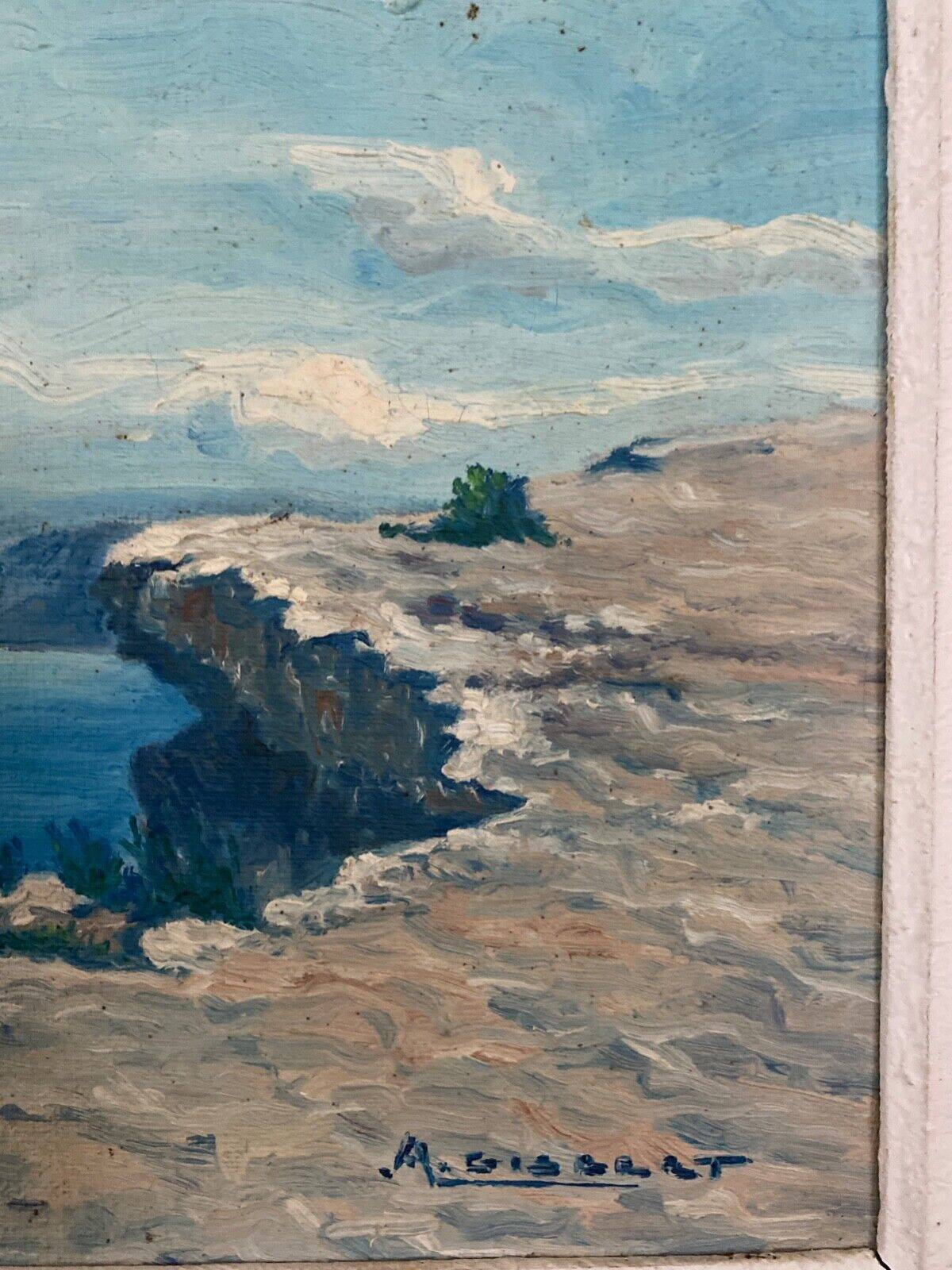 Oil on panel by M. Gibert 20th century rocky coast