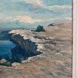 Huile sur panneau par M. Gibert XXe côte rocheuse