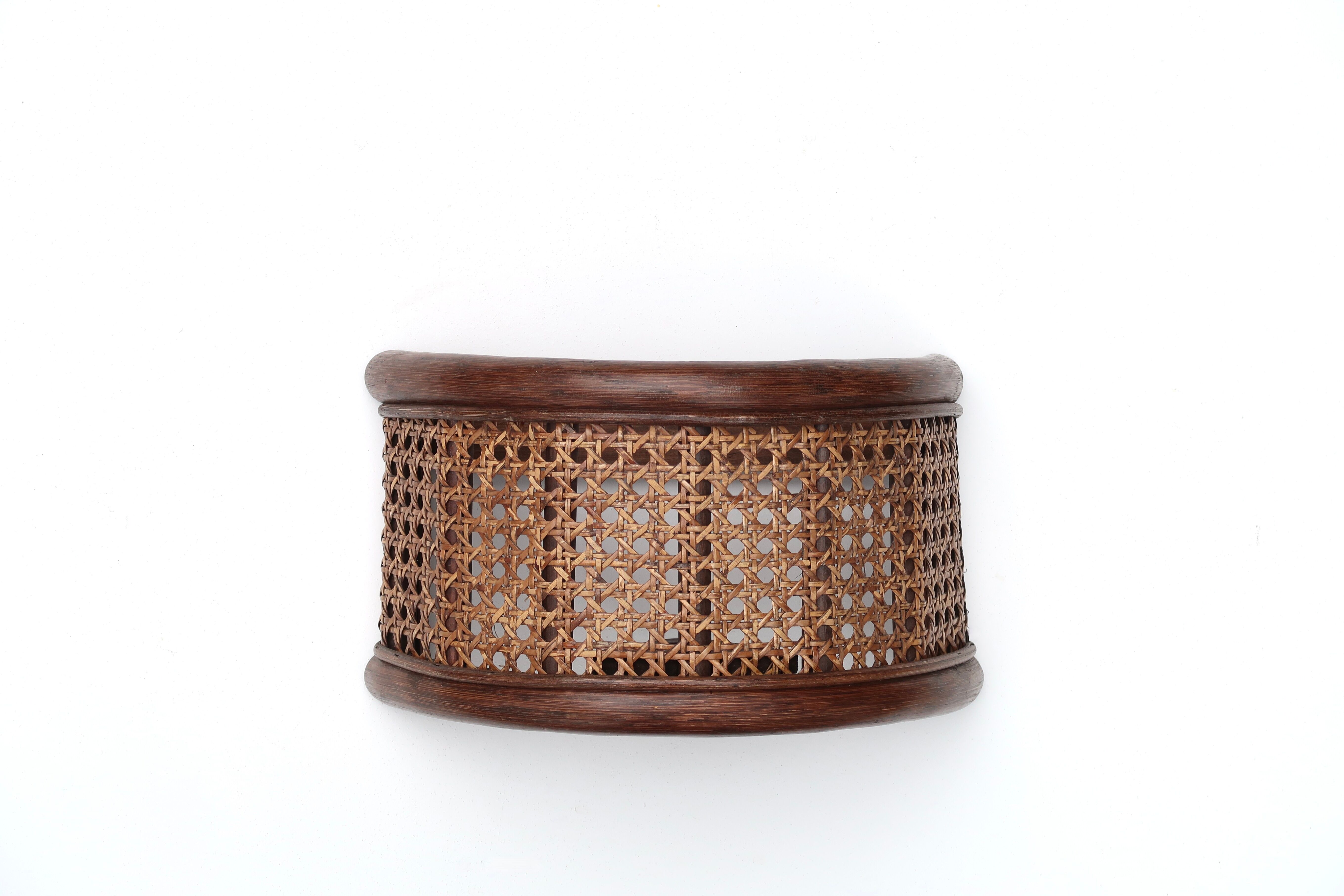 Rattan and cane wall lamp, 60s