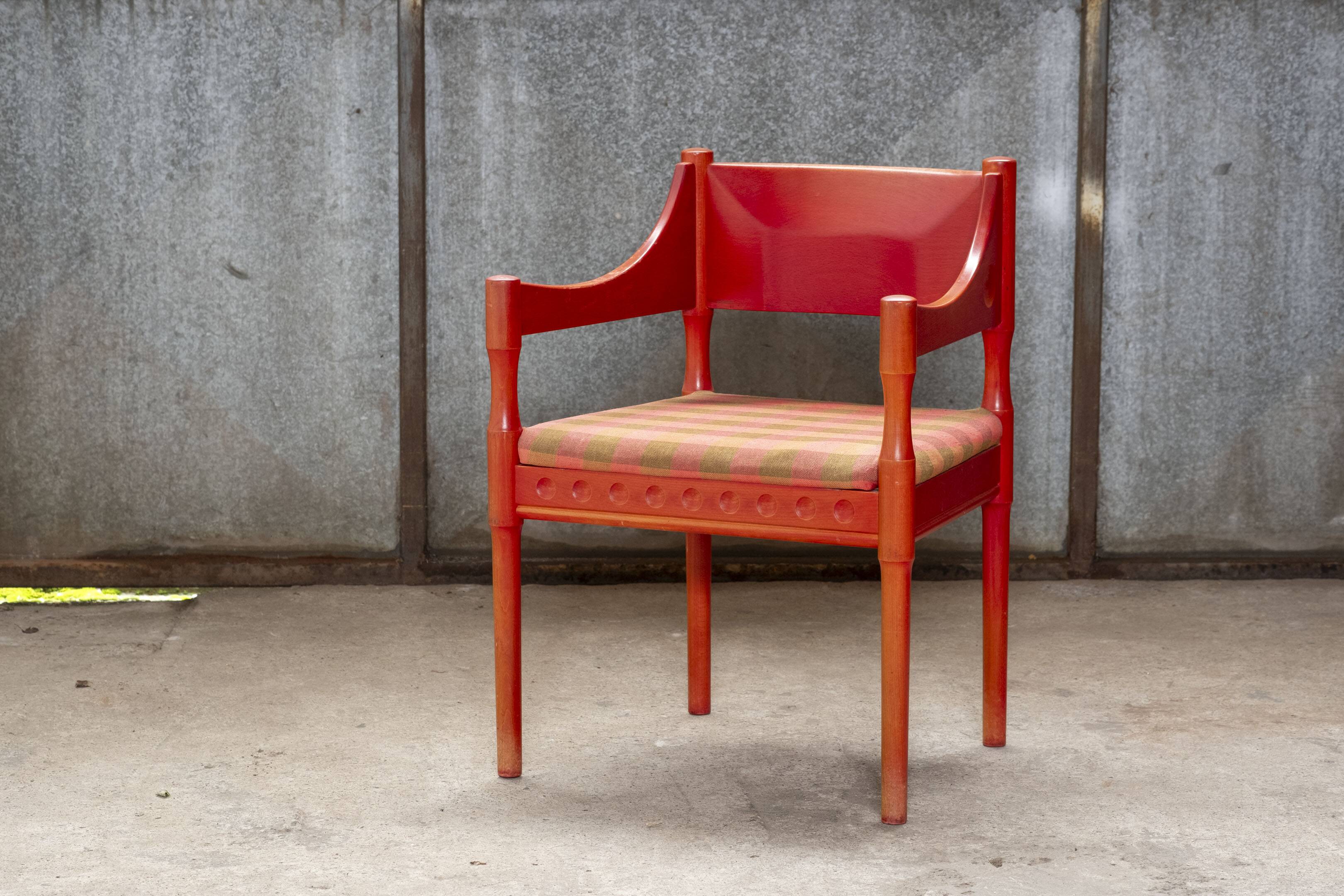 Fauteuil suédois teinté rouge, Nässjö 1960 Suède