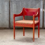 Fauteuil suédois teinté rouge, Nässjö 1960 Suède