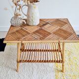 Antique rattan coffee table