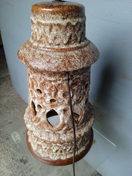 Large foot of openwork ceramic lamp ep 1960