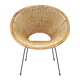 Vintage basket chair in wicker and black metal, 1960s
