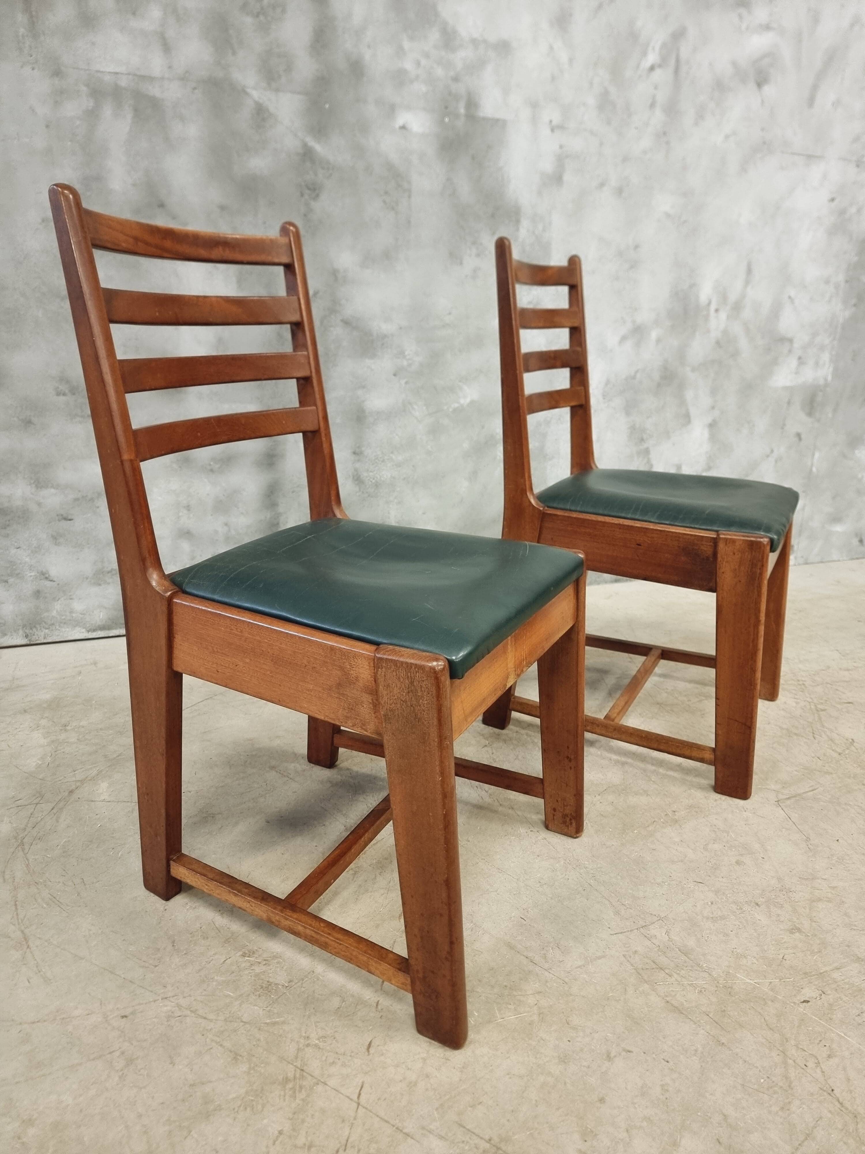 Two Bas van Pelt designer dining chairs in walnut, 1930s