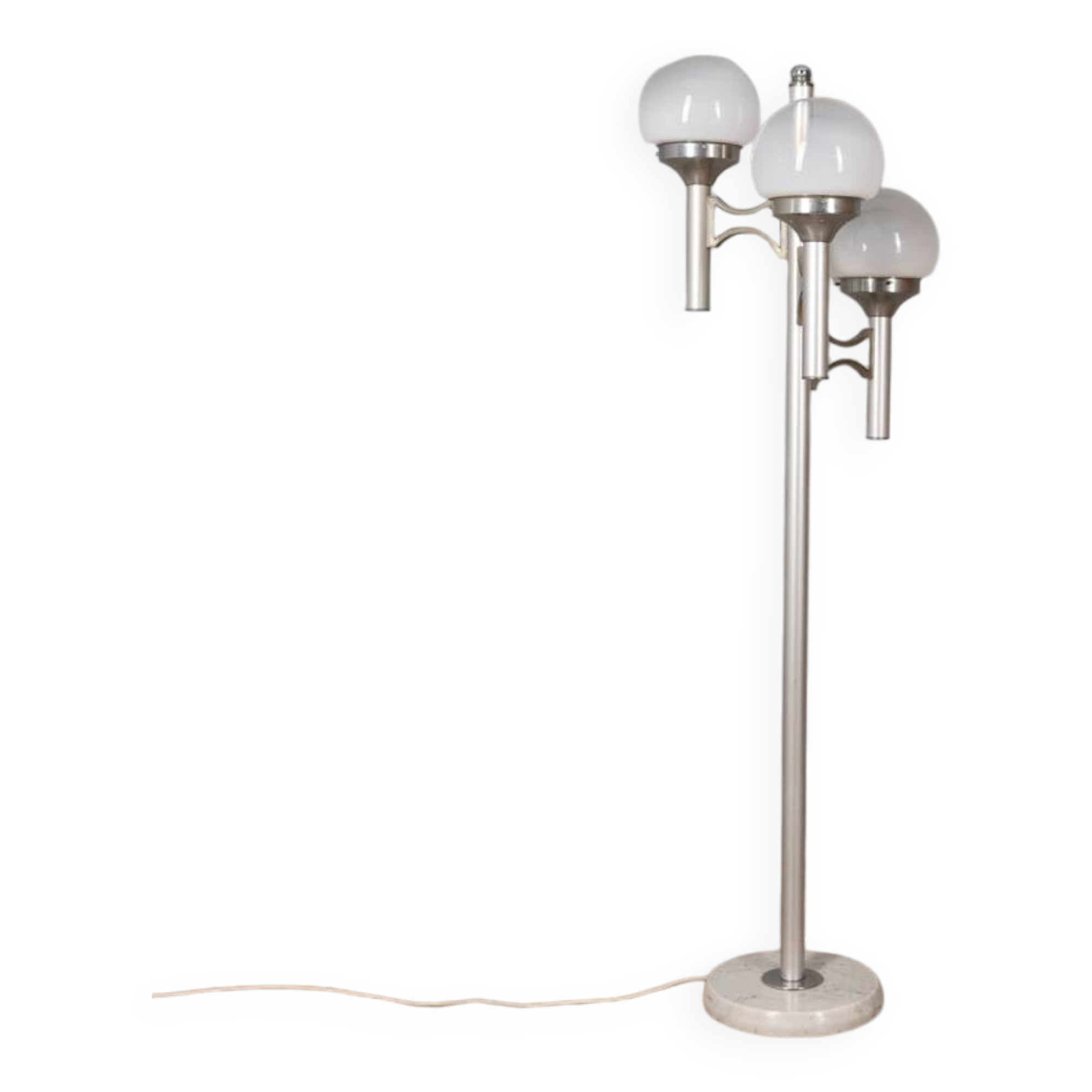 Lampadaire vintage années 70 à trois lumières en verre, design sciolari