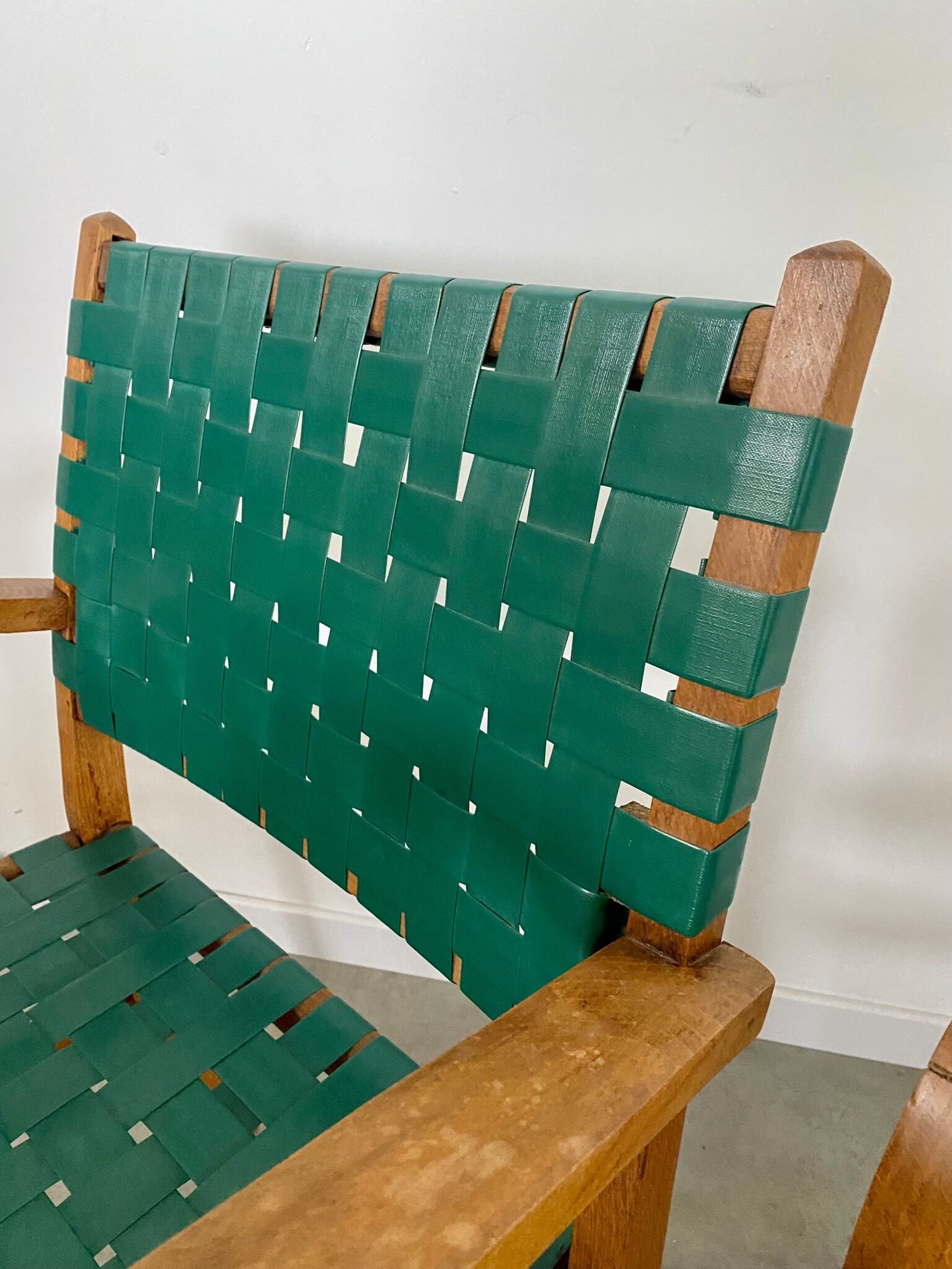2 armchairs bridge vintage year 50 wood and vinyl