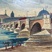 Vue de Lyon, huile sur panneau, 20e siècle, signé Granjon.