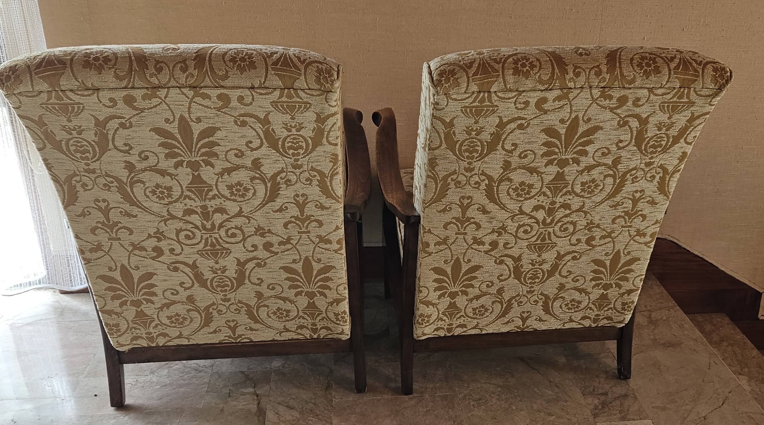 Vintage 3-piece living room in beige fabric