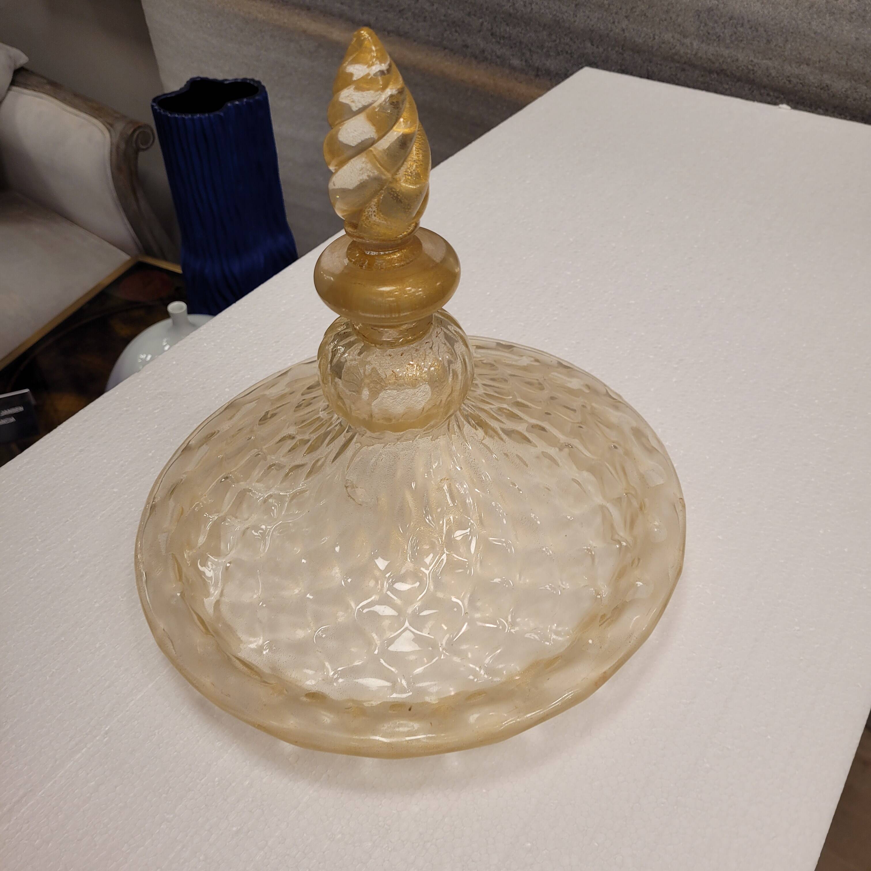 Magpie lamp, Murano crystal and gold powder, Barovier & Toso, 50's