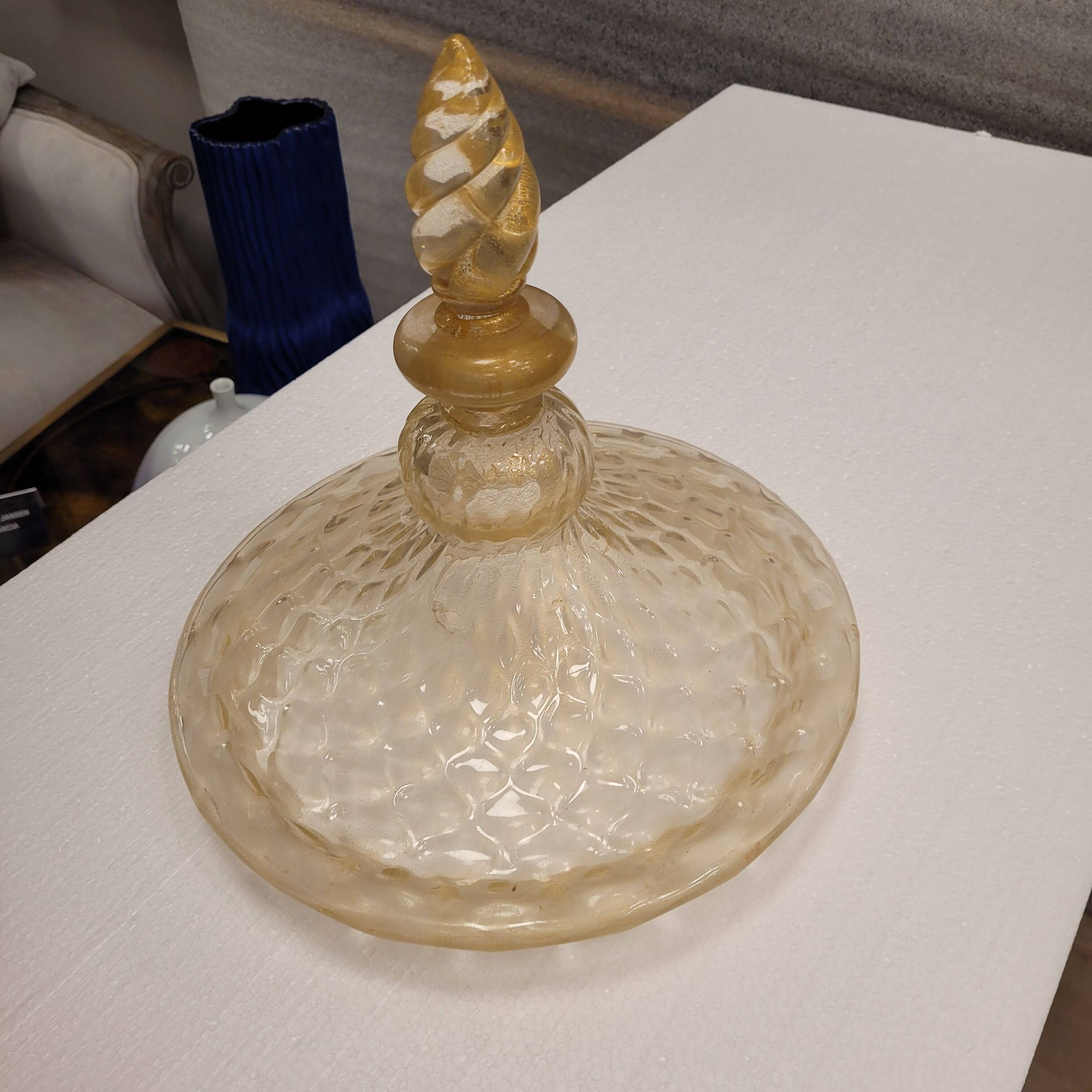 Magpie lamp, Murano crystal and gold powder, Barovier & Toso, 50's