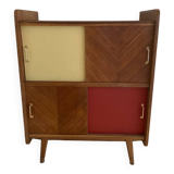 Buffet with 4 sliding doors, vintage wood and Formica