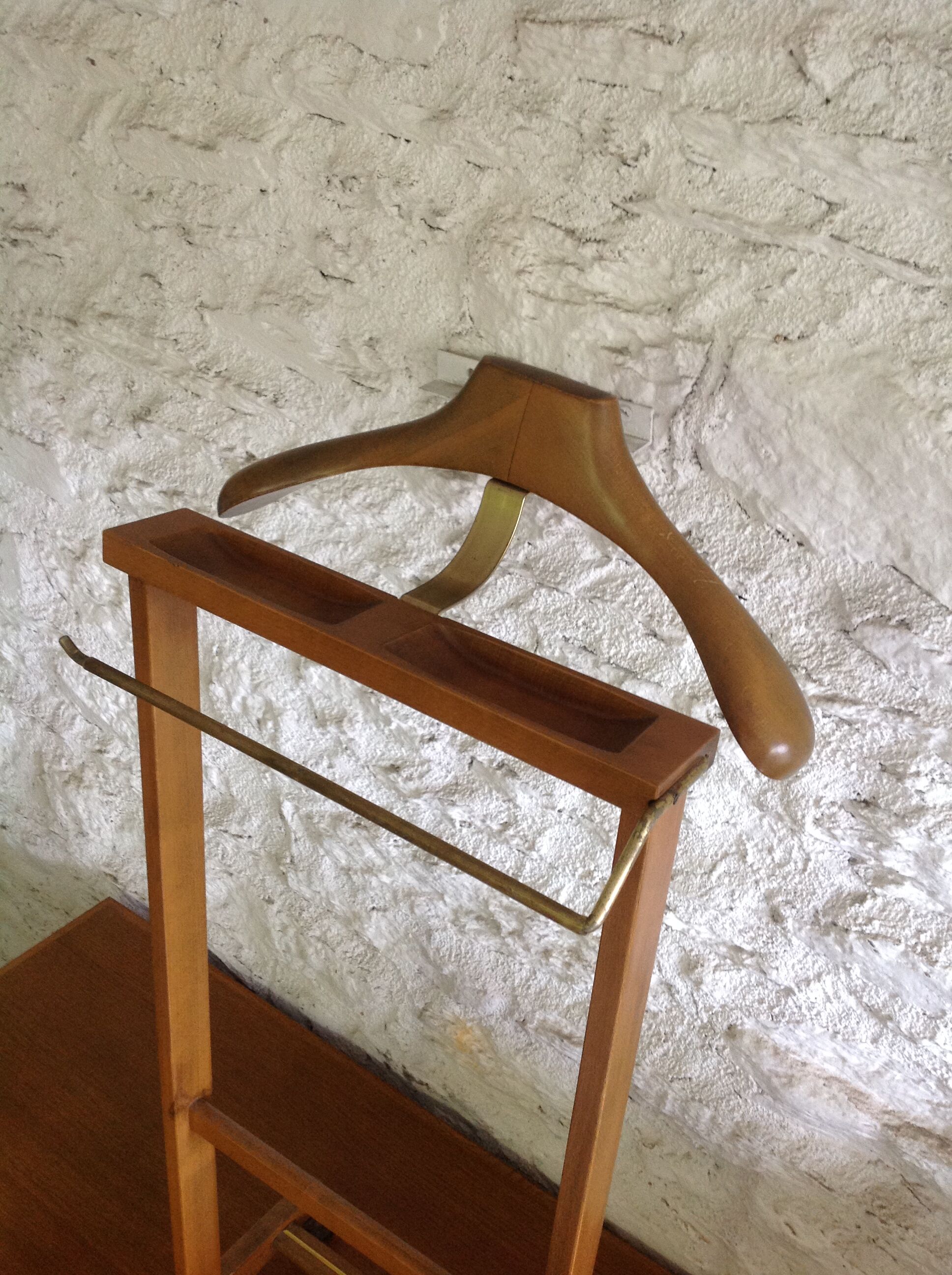 Brass wood wheeled valet