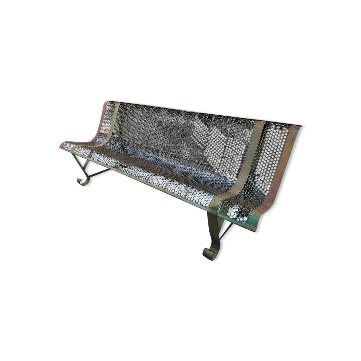 Garden bench perforated metal René Malaval 1950/60