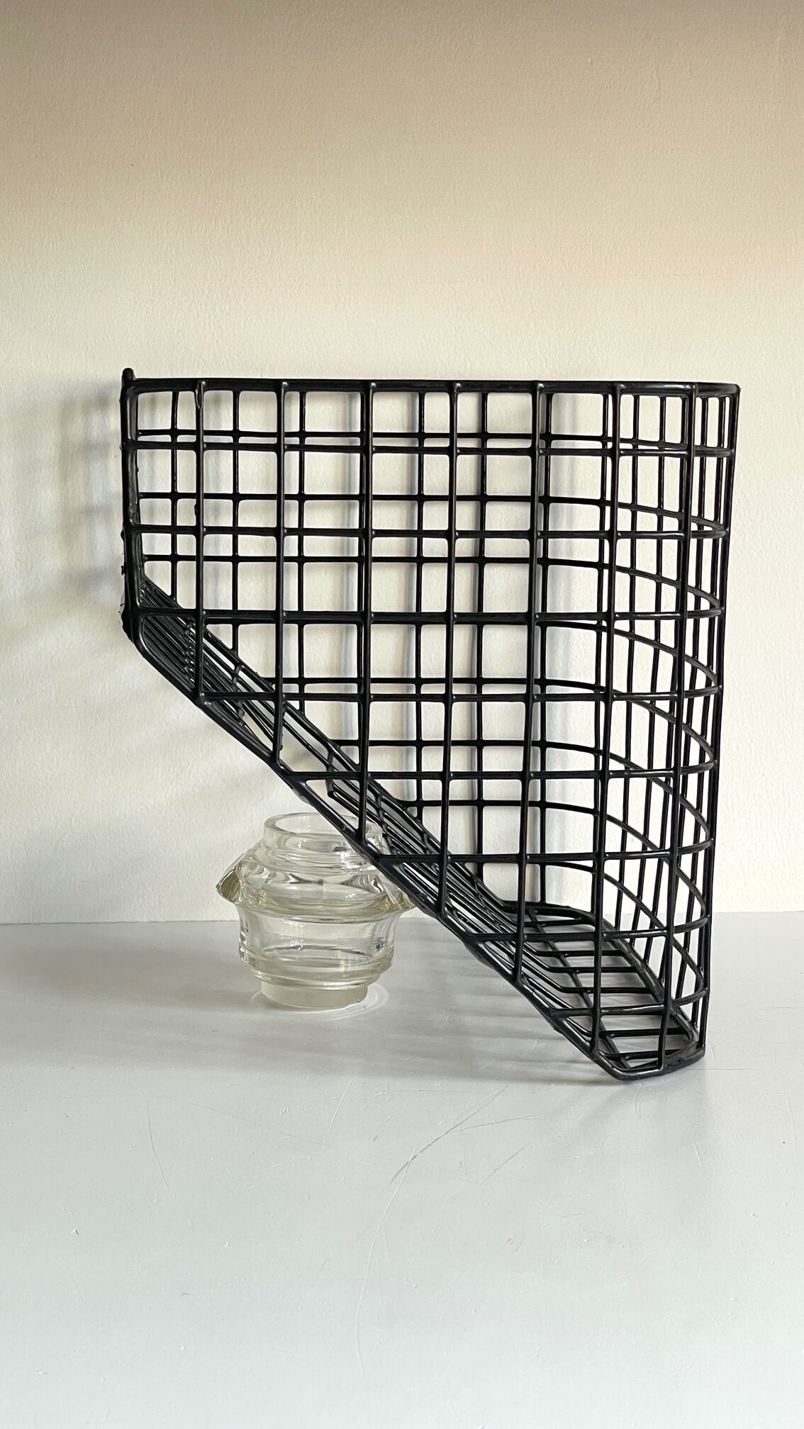 Wall basket steel wire storage vintage