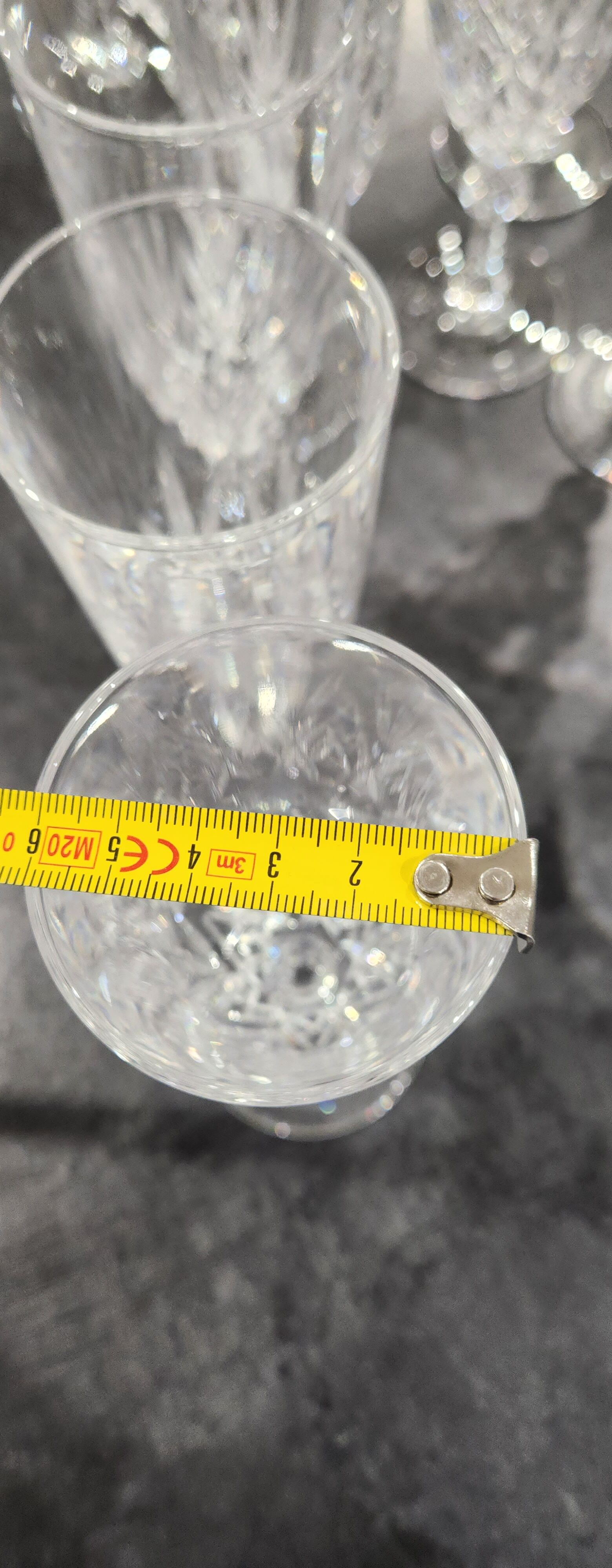 12 antique crystal champagne flutes