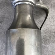 Antique pitcher with shoulder in fine punched tin finish pcorn