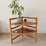 Table d'angle en bambou et rotin par Adrien Audoux et Frida Minet années 50