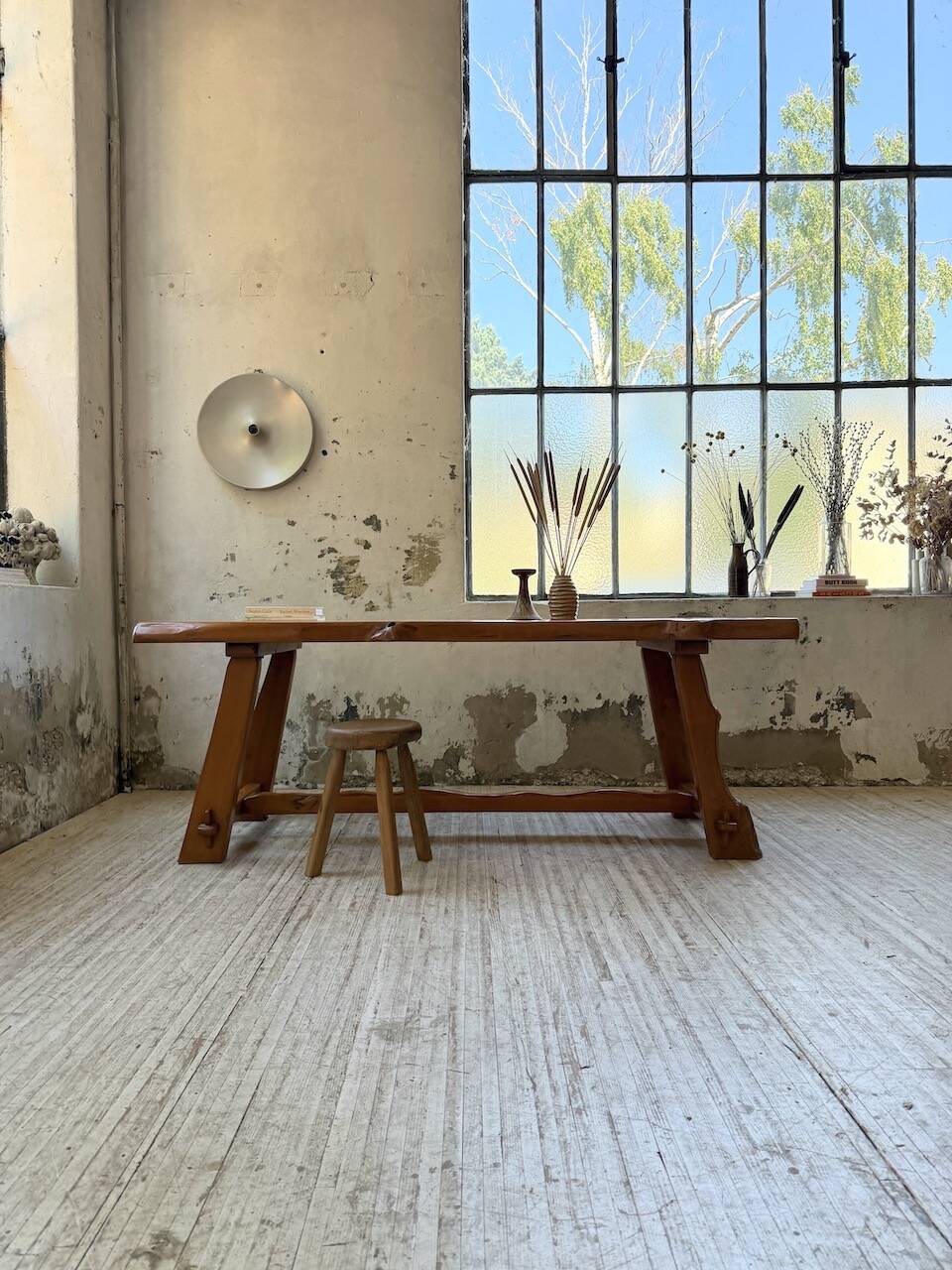 Aranjou farmhouse table in blond elm, 1950s