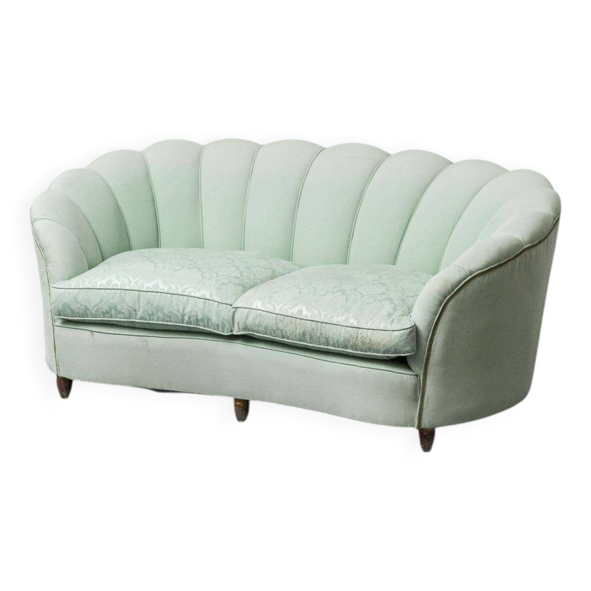 Divano vintage en tessuto verde salvia anni '50