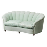 Divano vintage en tessuto verde salvia anni '50