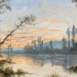 Oil on cardboard riveting nineteenth eugene labitte