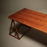 Bureau ou table à manger en treillis italien des années 1970 en bambou et rotin.