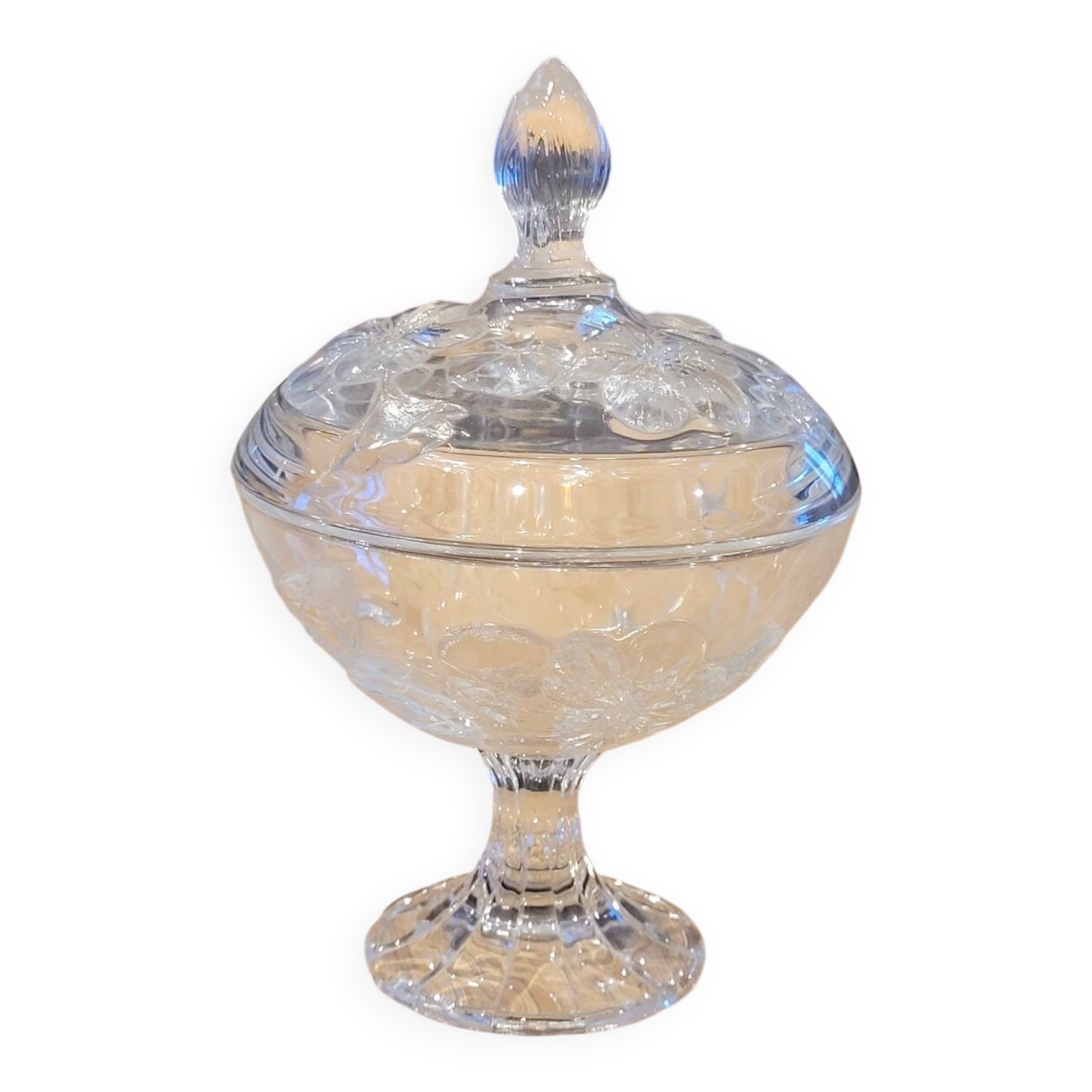 Pressed glass bonbonnière