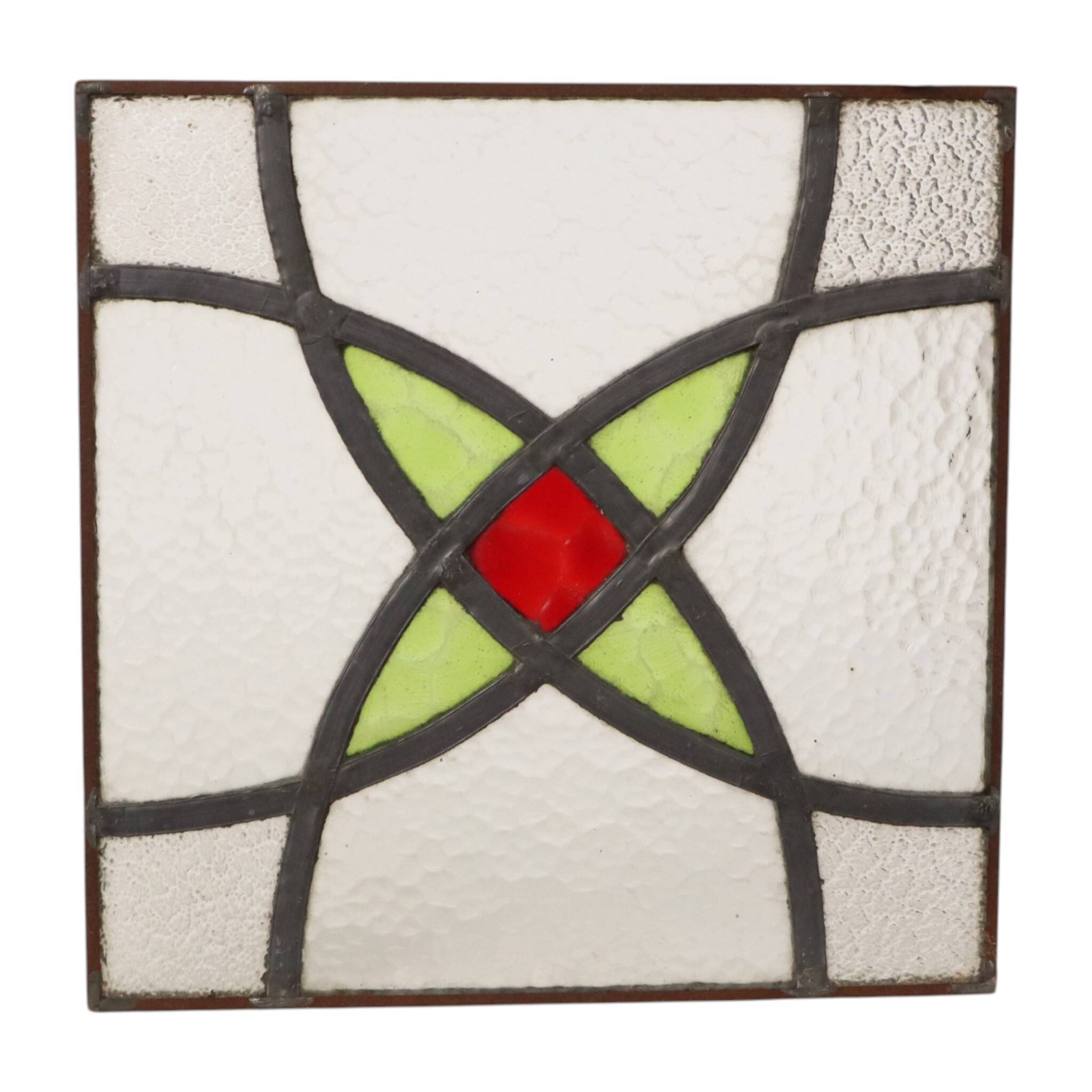 Art Deco Geometric Stained Glass Window 25x25cm