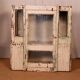Former art deco cabinet in original burmese teak ecru patina