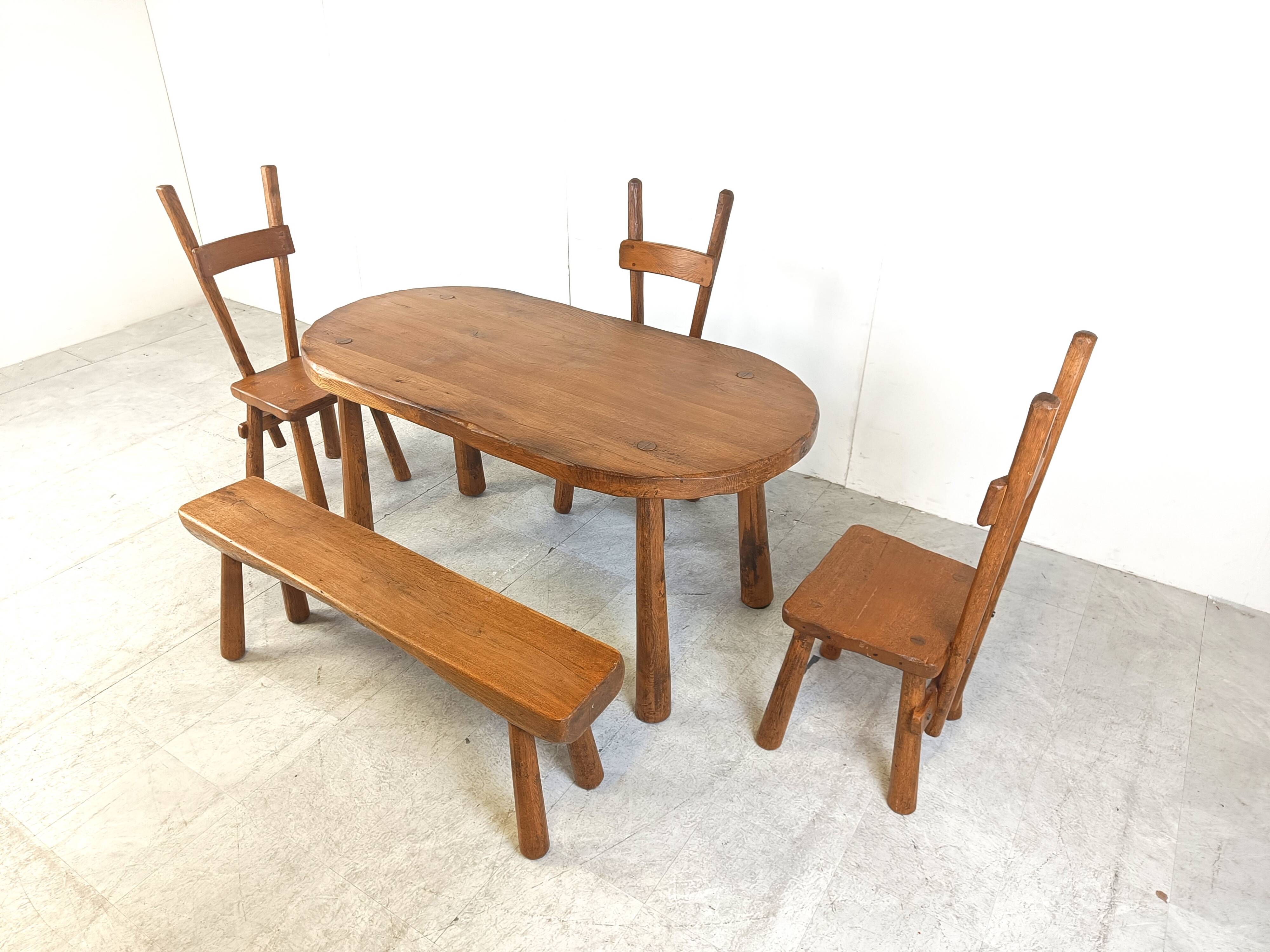 Vintage brutalist dining set, 1960s