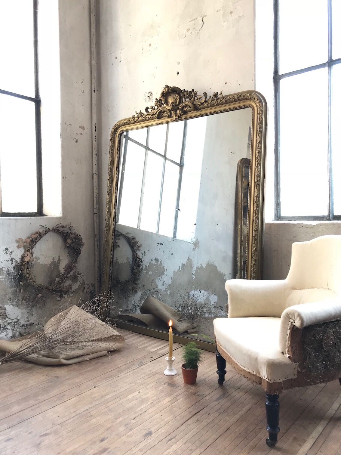 Mirror Louis Philippe flowery 141x180cm