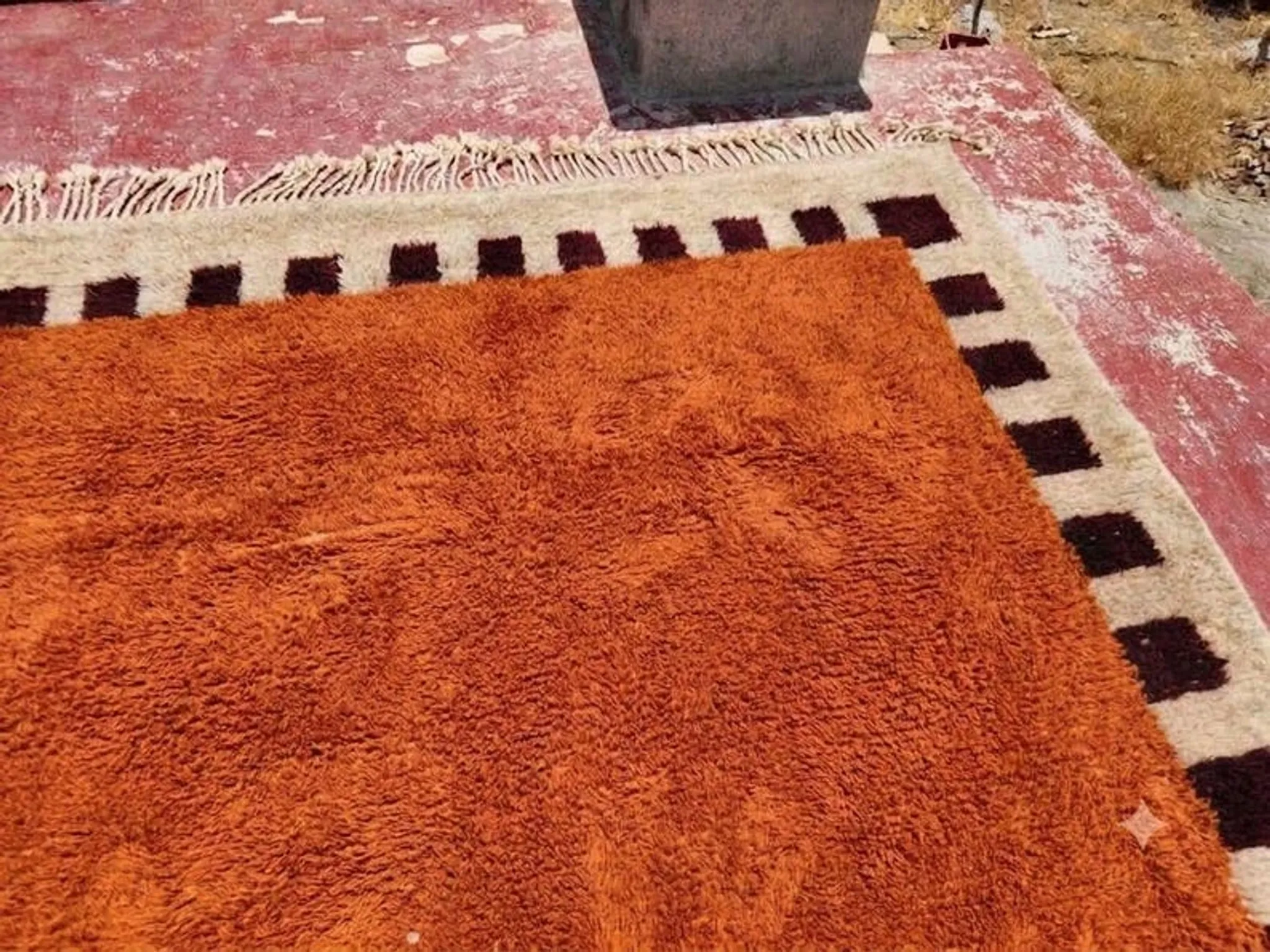 Beni Ouarain Moroccan rug orange terracotta 300x200 cm