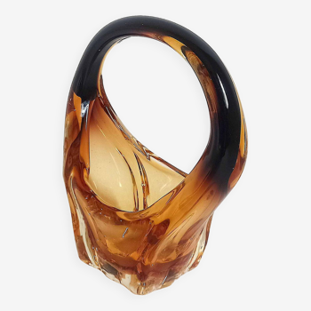 Vase ou vide-poche forme panier Murano Hauteur 21,2 cm